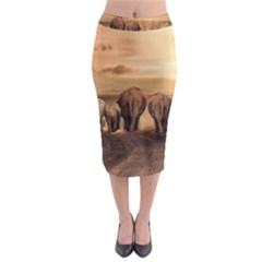 Elephant Dust Road Africa Savannah Midi Pencil Skirt by HermanTelo