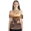 Elephant Dust Road Africa Savannah Butterfly Sleeve Cutout Tee  View1