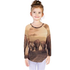 Elephant Dust Road Africa Savannah Kids  Long Sleeve Tee