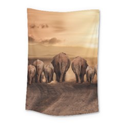 Elephant Dust Road Africa Savannah Small Tapestry by HermanTelo