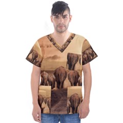 Elephant Dust Road Africa Savannah Men s V-neck Scrub Top