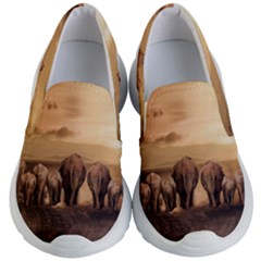 Elephant Dust Road Africa Savannah Kids  Lightweight Slip Ons by HermanTelo