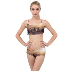 Elephant Dust Road Africa Savannah Layered Top Bikini Set by HermanTelo