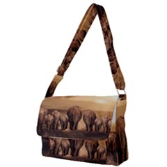 Elephant Dust Road Africa Savannah Full Print Messenger Bag by HermanTelo