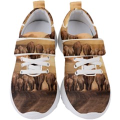 Elephant Dust Road Africa Savannah Kids  Velcro Strap Shoes by HermanTelo