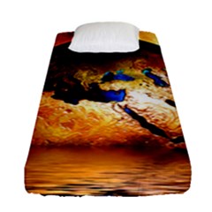 Earth Globe Water Fire Flame Fitted Sheet (single Size)