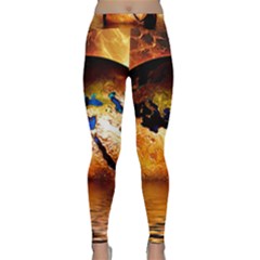 Earth Globe Water Fire Flame Classic Yoga Leggings by HermanTelo