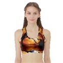 Earth Globe Water Fire Flame Sports Bra with Border View1