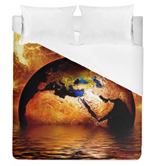 Earth Globe Water Fire Flame Duvet Cover (queen Size)