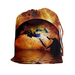 Earth Globe Water Fire Flame Drawstring Pouch (xxl) by HermanTelo