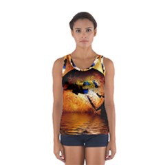 Earth Globe Water Fire Flame Sport Tank Top 