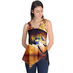 Earth Globe Water Fire Flame Sleeveless Tunic