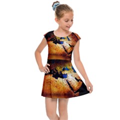 Earth Globe Water Fire Flame Kids  Cap Sleeve Dress by HermanTelo