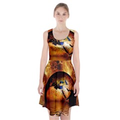 Earth Globe Water Fire Flame Racerback Midi Dress