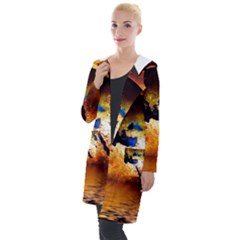 Earth Globe Water Fire Flame Hooded Pocket Cardigan by HermanTelo