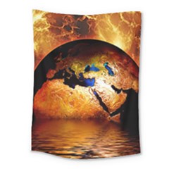 Earth Globe Water Fire Flame Medium Tapestry by HermanTelo