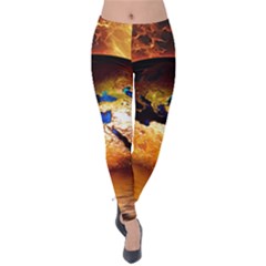 Earth Globe Water Fire Flame Velvet Leggings by HermanTelo