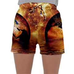 Earth Globe Water Fire Flame Sleepwear Shorts by HermanTelo