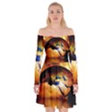 Earth Globe Water Fire Flame Off Shoulder Skater Dress View1