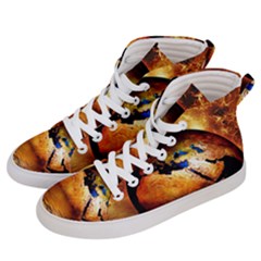 Earth Globe Water Fire Flame Men s Hi-top Skate Sneakers by HermanTelo