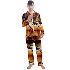 Earth Globe Water Fire Flame Men s Satin Pajamas Long Pants Set by HermanTelo