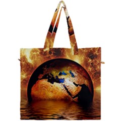 Earth Globe Water Fire Flame Canvas Travel Bag