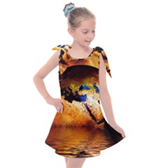 Earth Globe Water Fire Flame Kids  Tie Up Tunic Dress