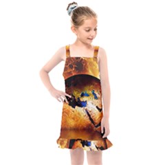 Earth Globe Water Fire Flame Kids  Overall Dress