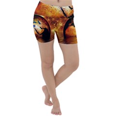 Earth Globe Water Fire Flame Lightweight Velour Yoga Shorts by HermanTelo