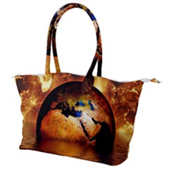 Earth Globe Water Fire Flame Canvas Shoulder Bag