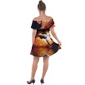 Earth Globe Water Fire Flame Off Shoulder Velour Dress View2