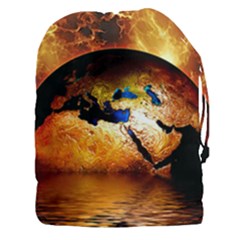 Earth Globe Water Fire Flame Drawstring Pouch (xxxl) by HermanTelo