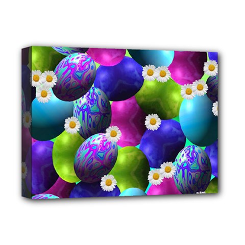 Eggs Happy Easter Deluxe Canvas 16  X 12  (stretched)  by HermanTelo