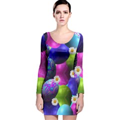 Eggs Happy Easter Long Sleeve Velvet Bodycon Dress by HermanTelo