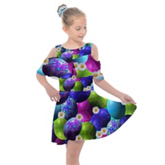 Eggs Happy Easter Kids  Shoulder Cutout Chiffon Dress