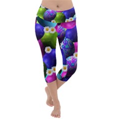 Eggs Happy Easter Lightweight Velour Capri Yoga Leggings