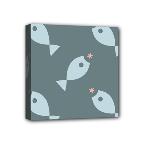 Fish Star Water Pattern Mini Canvas 4  X 4  (stretched) by HermanTelo