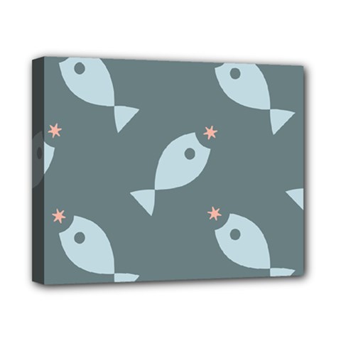 Fish Star Water Pattern Canvas 10  X 8  (stretched)