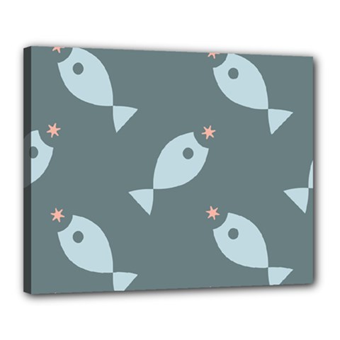 Fish Star Water Pattern Canvas 20  X 16  (stretched) by HermanTelo