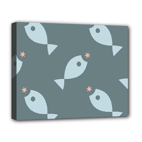 Fish Star Water Pattern Deluxe Canvas 20  X 16  (stretched) by HermanTelo