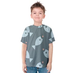 Fish Star Water Pattern Kids  Cotton Tee