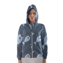 Fish Star Water Pattern Women s Hooded Windbreaker