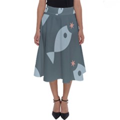 Fish Star Water Pattern Perfect Length Midi Skirt