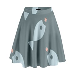 Fish Star Water Pattern High Waist Skirt by HermanTelo