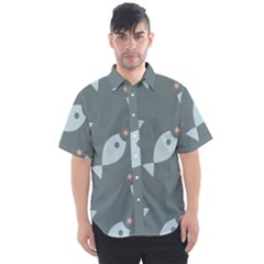 Fish Star Water Pattern Men s Short Sleeve Shirt