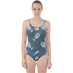 Fish Star Water Pattern Cut Out Top Tankini Set