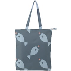 Fish Star Water Pattern Double Zip Up Tote Bag