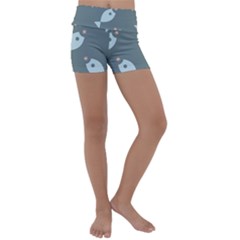 Fish Star Water Pattern Kids  Lightweight Velour Yoga Shorts