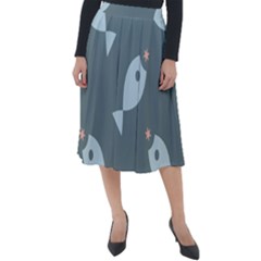 Fish Star Water Pattern Classic Velour Midi Skirt 