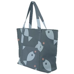 Fish Star Water Pattern Zip Up Canvas Bag